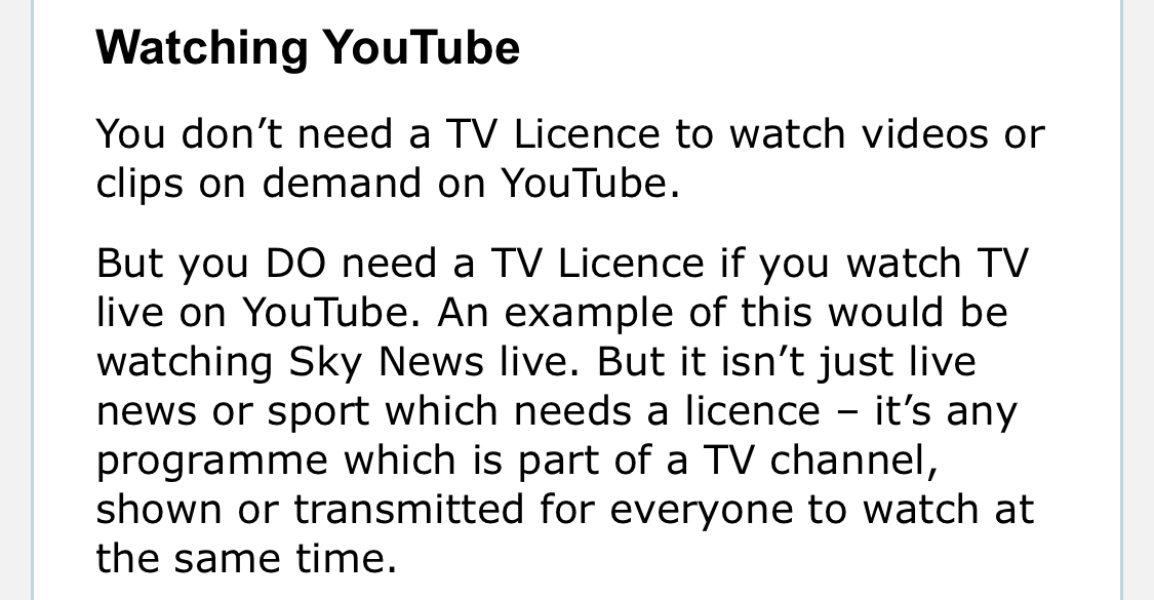Confused re TV licence:)
