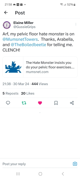 The Hate Monster insists you do your pelvic floor exercises.