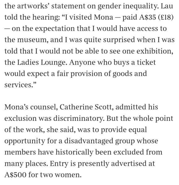 Artist refuses to bow to demands from men to be let into her exhibition
