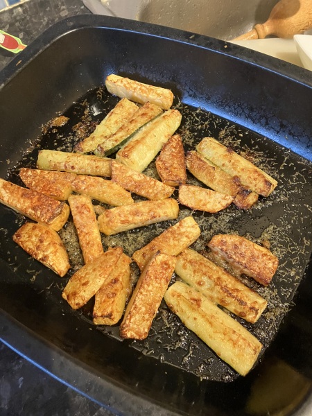 Roasted swede & courgette wedges