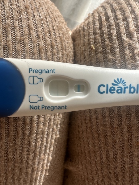 Faint clear blue pregnancy test