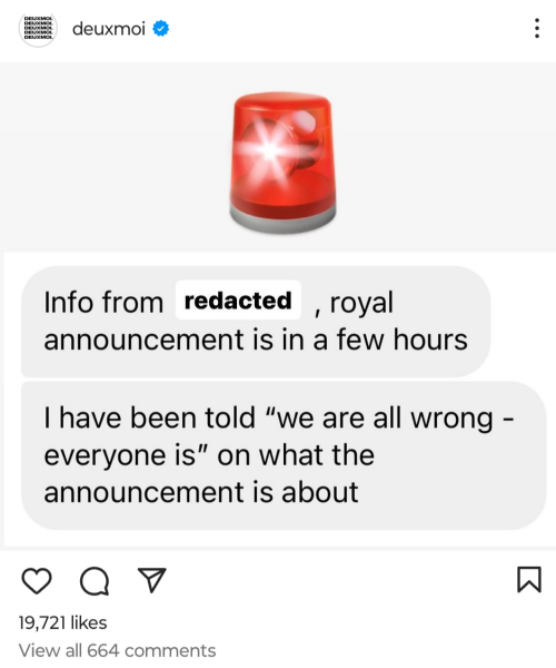 Announcement this evening