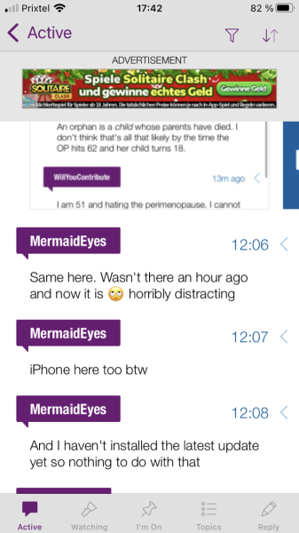 Banner advert in the app