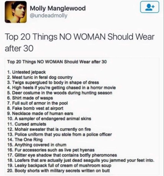 What screams frumpy?