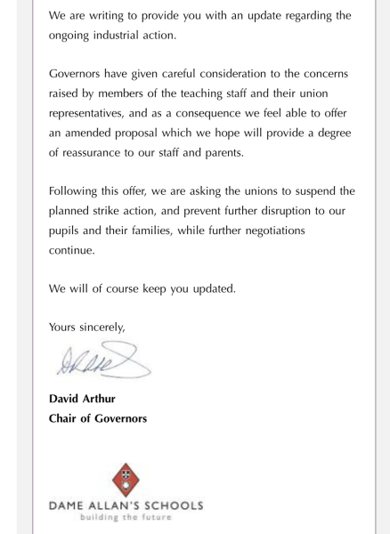 Dame Allans Newcastle - Strikes