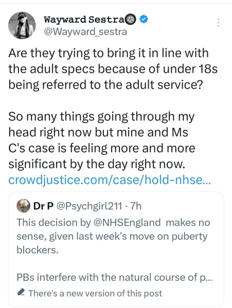 Update on NHSE and cross-sex hormones for children