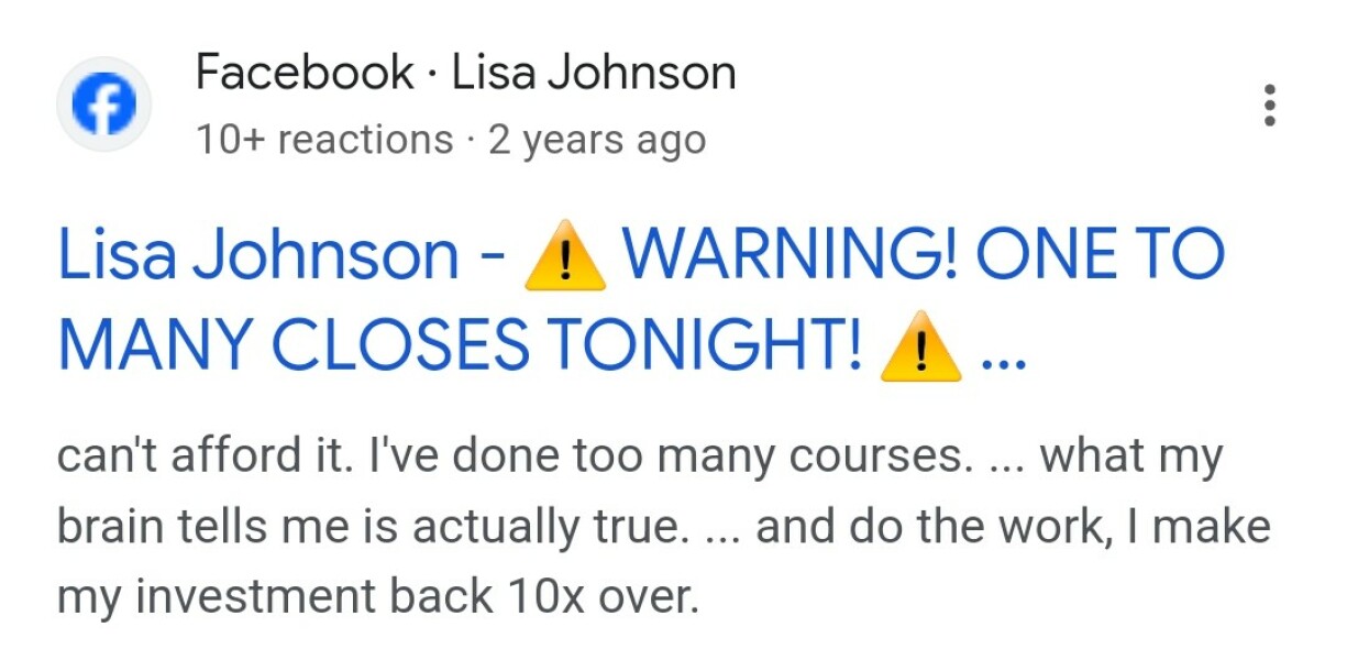 Why did the "Lisa Johnson One to Many" thread get deleted?