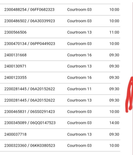 Court tomorrow. 2 trials