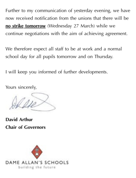 Dame Allans Newcastle - Strikes