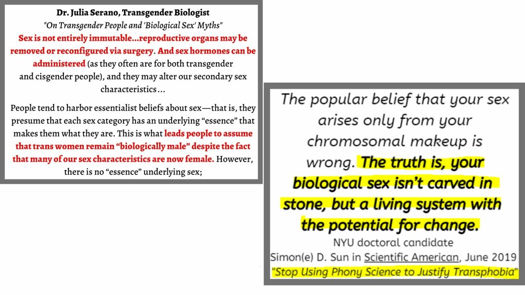 Evidence of trans claiming to change sex