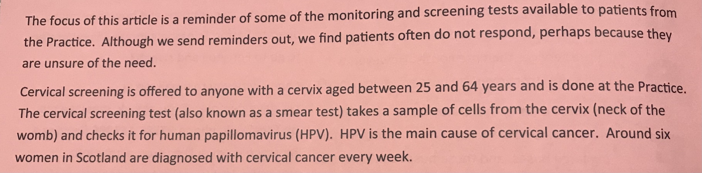 Use of “inclusive” language in medical leaflets etc