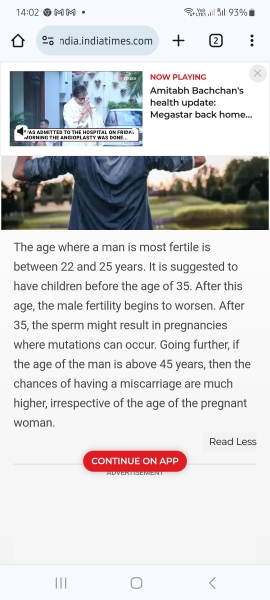 Age related fertility & risks female 37 male 41