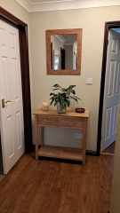 Hallway inspiration.  Sage green?