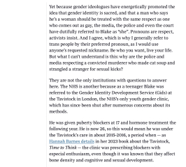 Hadley Freeman - Indulging killers’ trans delusions is dangerous