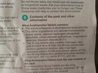 Amitriptyline ingredients help (Albus brand)