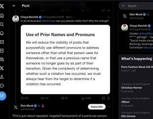 Elon Musk and new pronoun rules on Twitter