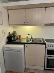 Pink kitchen cabinets