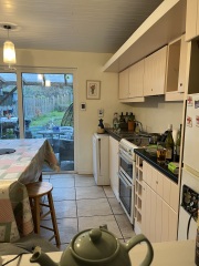 Pink kitchen cabinets