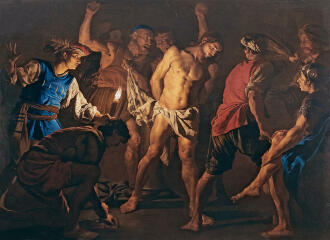 Jesus held on the cross with nails in his hands