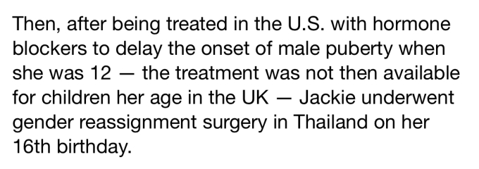 No more puberty blockers for children from the NHS - reported in the Times!
