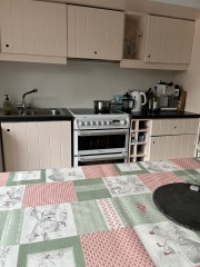 Pink kitchen cabinets