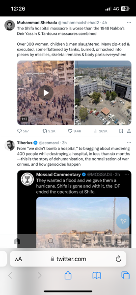 Mainly about Al Shifa [bombed front of hospital 3]