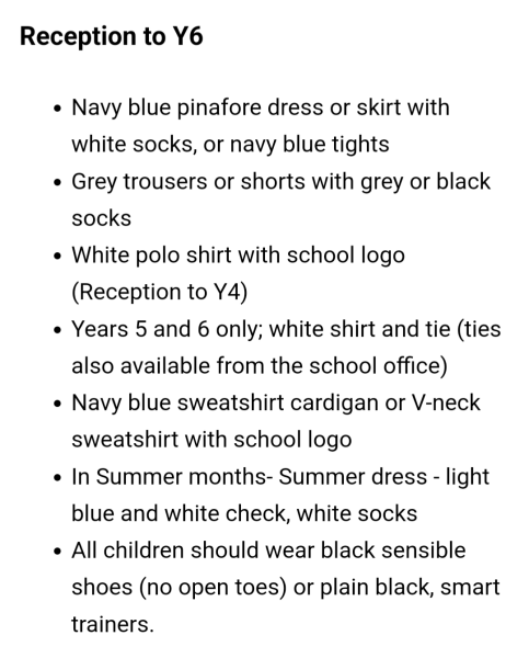 To think this list of uniform rules means girls can wear shorts and trousers?