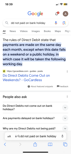 Esure missed payment warning on a Bank Holiday!?