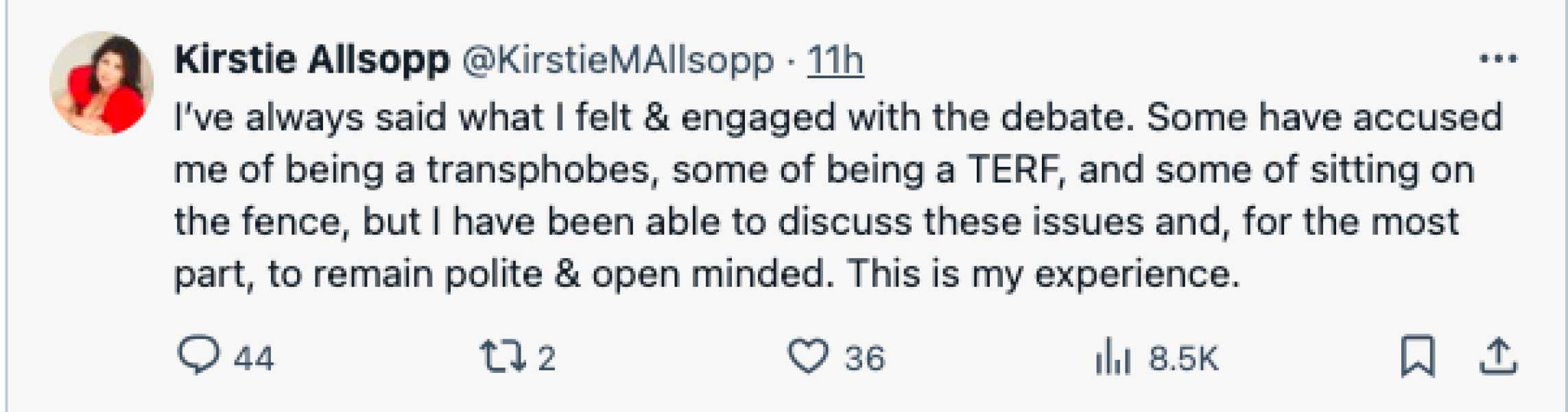 JKR re: Kirstie Allsopp's "those saying there was no debate are wrong"