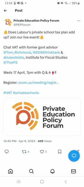 If you have kids in private education, what is your school planning to do re VAT?