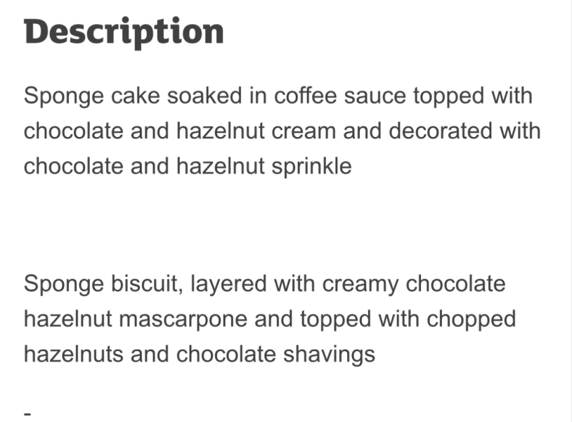 Alcohol in pudding not clearly displayed