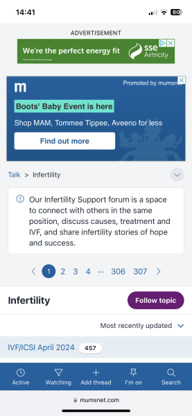 Please remove Boots Baby Event ads from Infertility boards