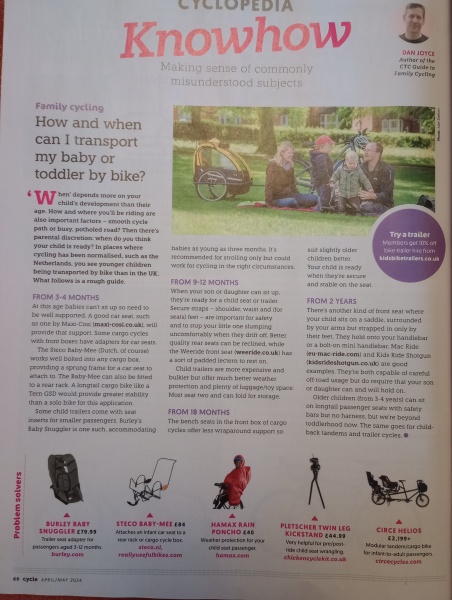 From what age did you put your baby on a bike seat?