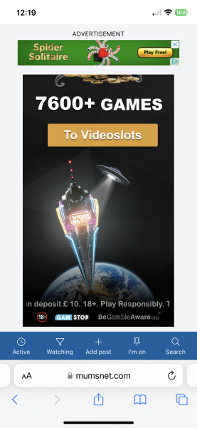 Banner advert in the app