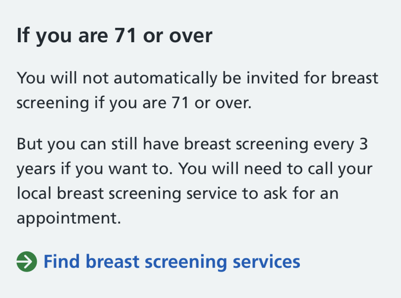 Mammogram cut off at 75yrs old?