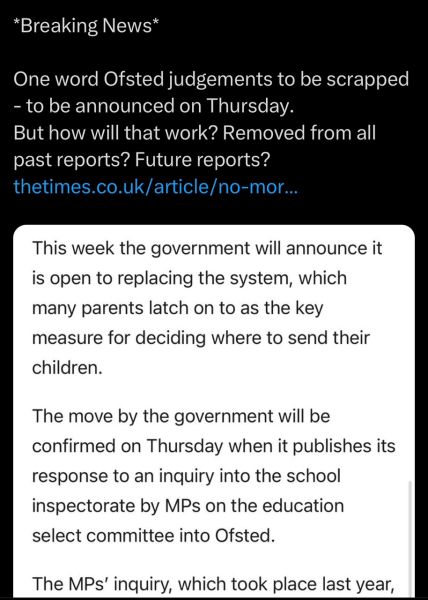 Ofsted wording replaced