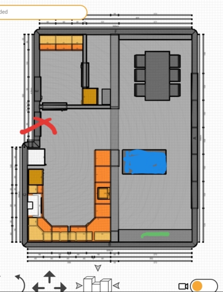 Kitchen at back or front of kitchen/diner extension?