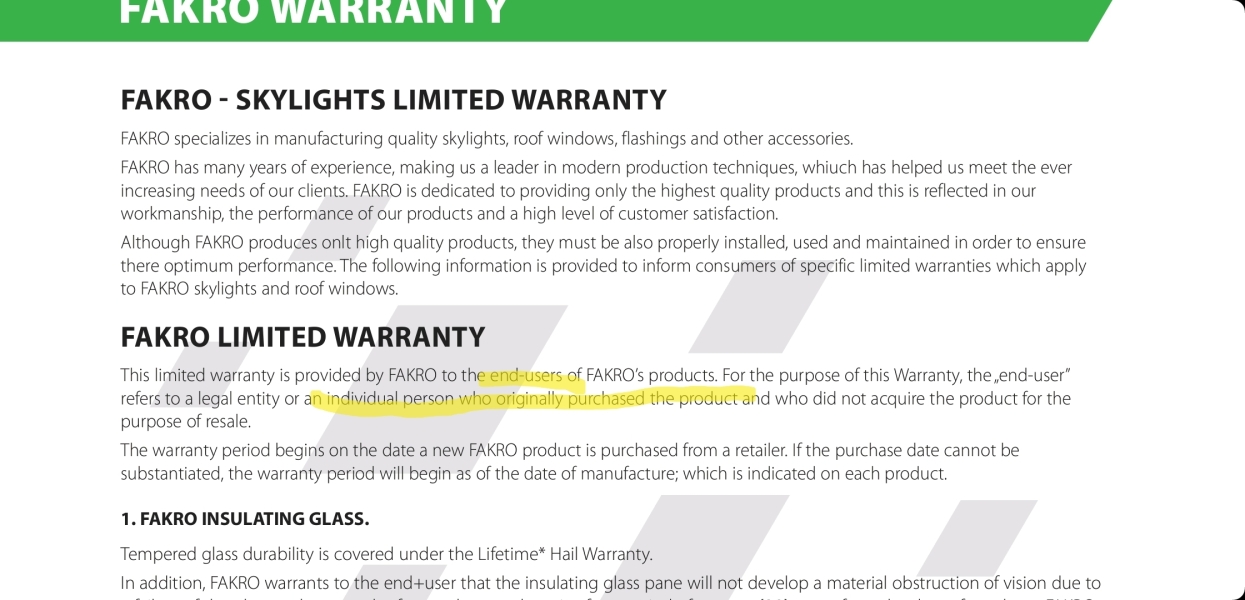 Being billed for service of windows in warranty