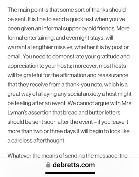 To be so disappointed about not being thanked for a dinner party
