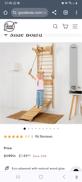 Wall mounted climbing frame