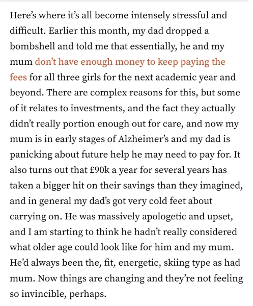 To expect my parents to continue to pay my children’s school fees?