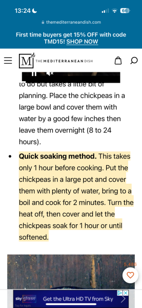 Dried chickpea- how can I speed up soaking?