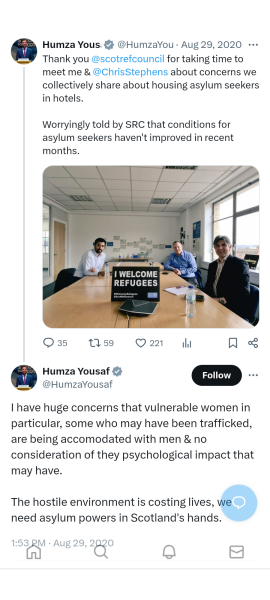 Humza Yousaf baffling tweet (TW: about s*xual assault)