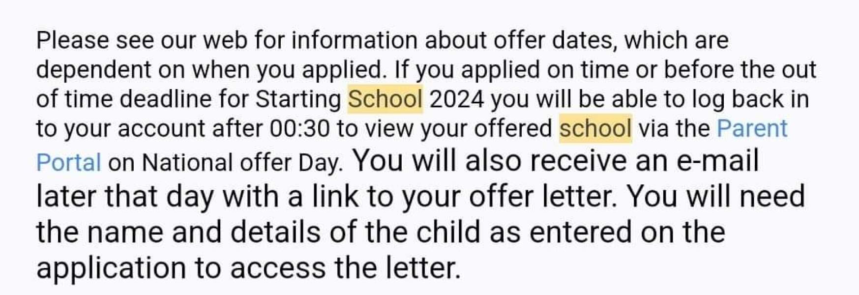 Primary School Offers - When did you get email?