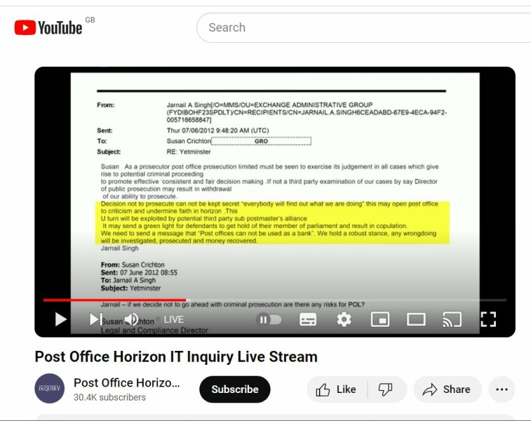 To draw your attention to Mr Bates vs The Post Office