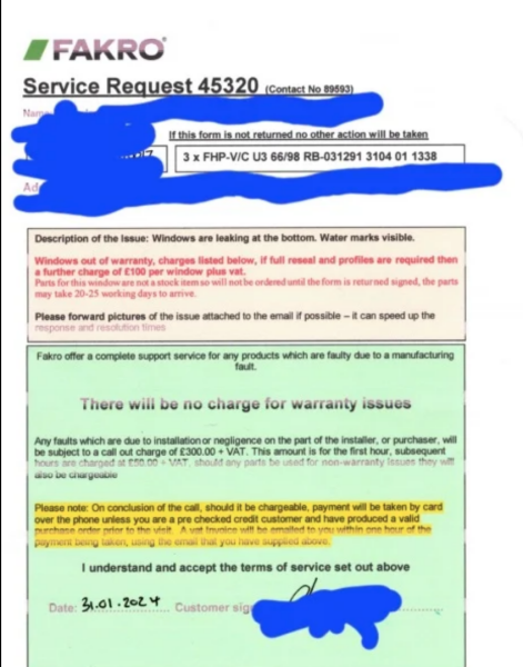 Window repair - Misprepresentation
