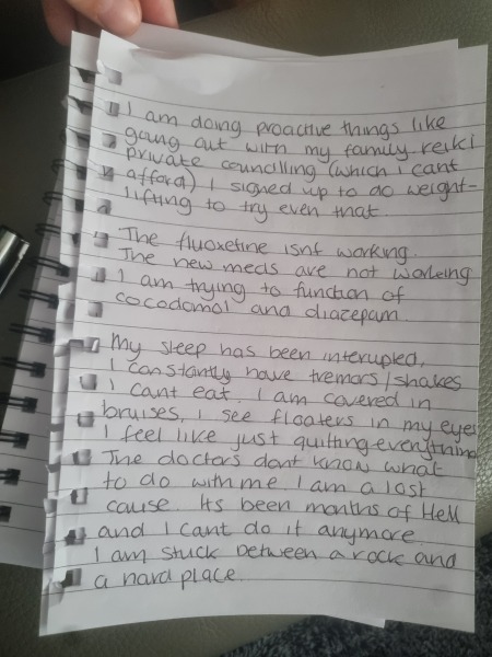 Letter written - last day of meds.