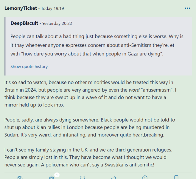 Anyone seen the video where the police officer says a swastika is not anti-Semitic at a pro Palestine March?