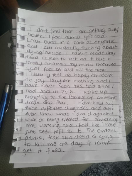 Letter written - last day of meds.