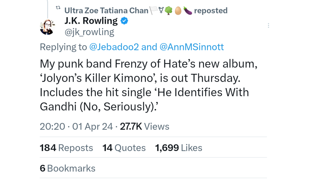 JKR exposing Scottish hate crime laws for what they are